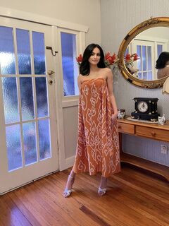 Shoulderless brown Dress - Batik Dress Tiga