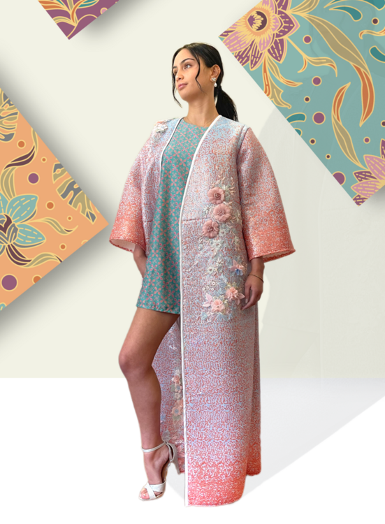 Maxi Sequins Coat with Batik Dress